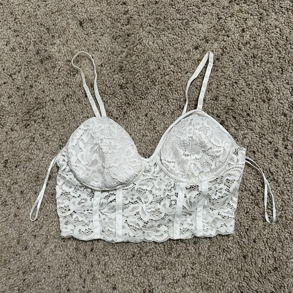 White Lace Crop Top